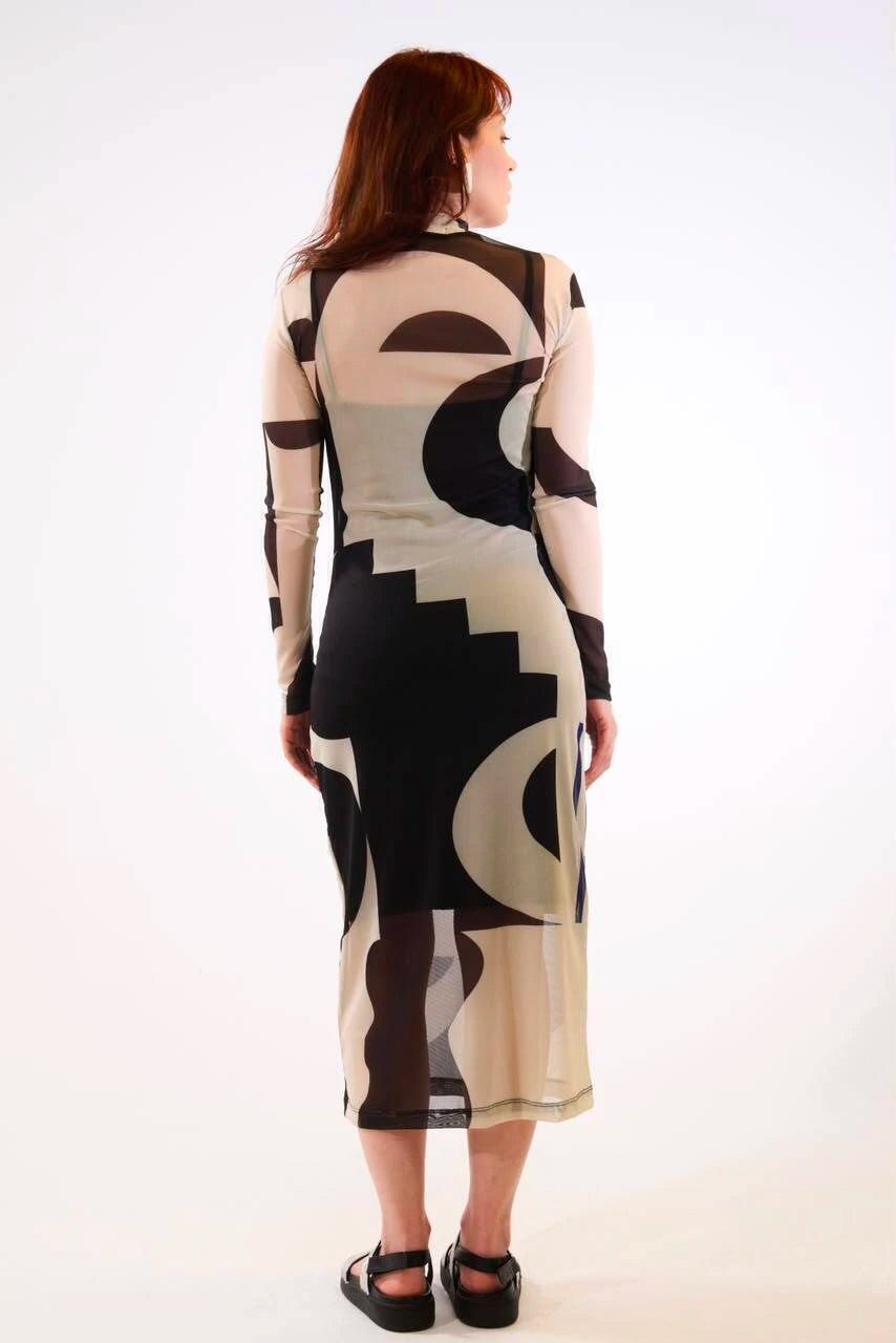 Mesh Long-Sleeve Dress “Errejota”