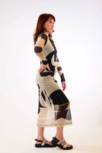 Mesh Long-Sleeve Dress “Errejota”
