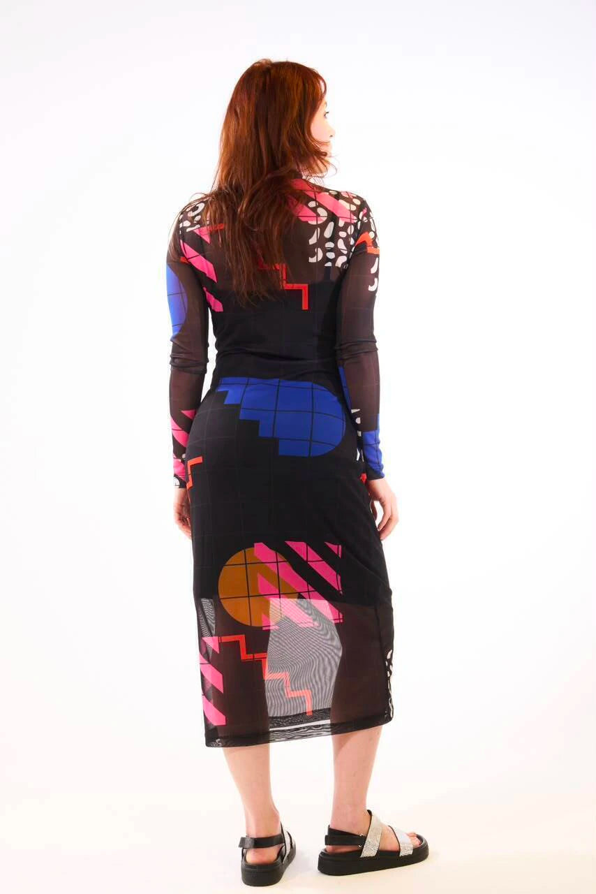 Mesh Long-Sleeve Dress “Vinheta”