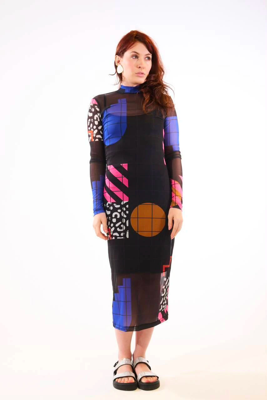 Mesh Long-Sleeve Dress “Vinheta”